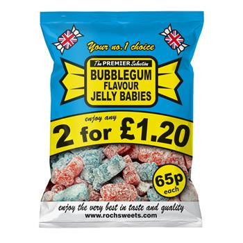 BUBBLEGUM FLAVOUR JELLY BABIES (55g) X 10